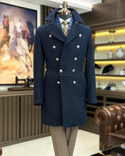 Load image into Gallery viewer, Alaska Double-Breasted Slim Fit Dark Blue Coat
