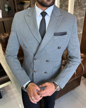Load image into Gallery viewer, Lorenzo Ferraro Gray Double Breasted Slim-Fit Blazer
