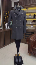 Load and play video in Gallery viewer, Alaska Double-Breasted Slim Fit Gray Overcoat
