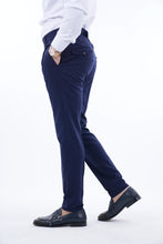 Load image into Gallery viewer, Double Buckled Corset Belt Pleated Dark Blue Pants
