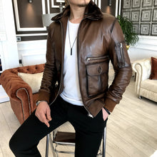 Load image into Gallery viewer, Chelsea Lambskin Leather Slim Fit Taba Jacket
