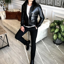 Load image into Gallery viewer, Chelsea Lambskin Leather Slim Fit Black Jacket
