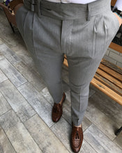 Charger l&#39;image dans la galerie, Linus Double Buckled Corset Belt Pleated Gray Pants
