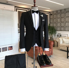 Load image into Gallery viewer, Bernard Black Slim-Fit Tuxedo
