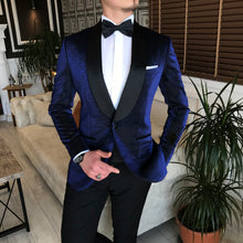 Load image into Gallery viewer, Absko Navy Blue Slim-Fit Tuxedo
