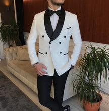 Load image into Gallery viewer, Hudson White Double Breasted Slim-Fit Tuxedo
