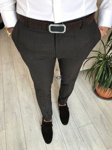 Jabbar Brown Slim-Fit Pants