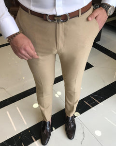 Aulus Camel Slim Fit Solid Pants