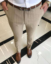 Load image into Gallery viewer, Rufus Camel Slim Fit Striped Pants
