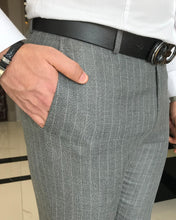 Load image into Gallery viewer, Dawson Gray Slim Fit Striped Pants
