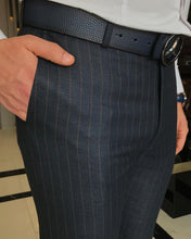 Carica l&#39;immagine nel visualizzatore di Gallery, Dawson Dark Blue Slim Fit Striped Pants
