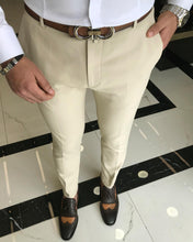 Load image into Gallery viewer, Jethro Beige Slim Fit Solid Pants
