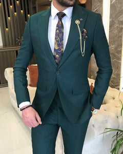 Bram Slim-Fit Solid Green Suit