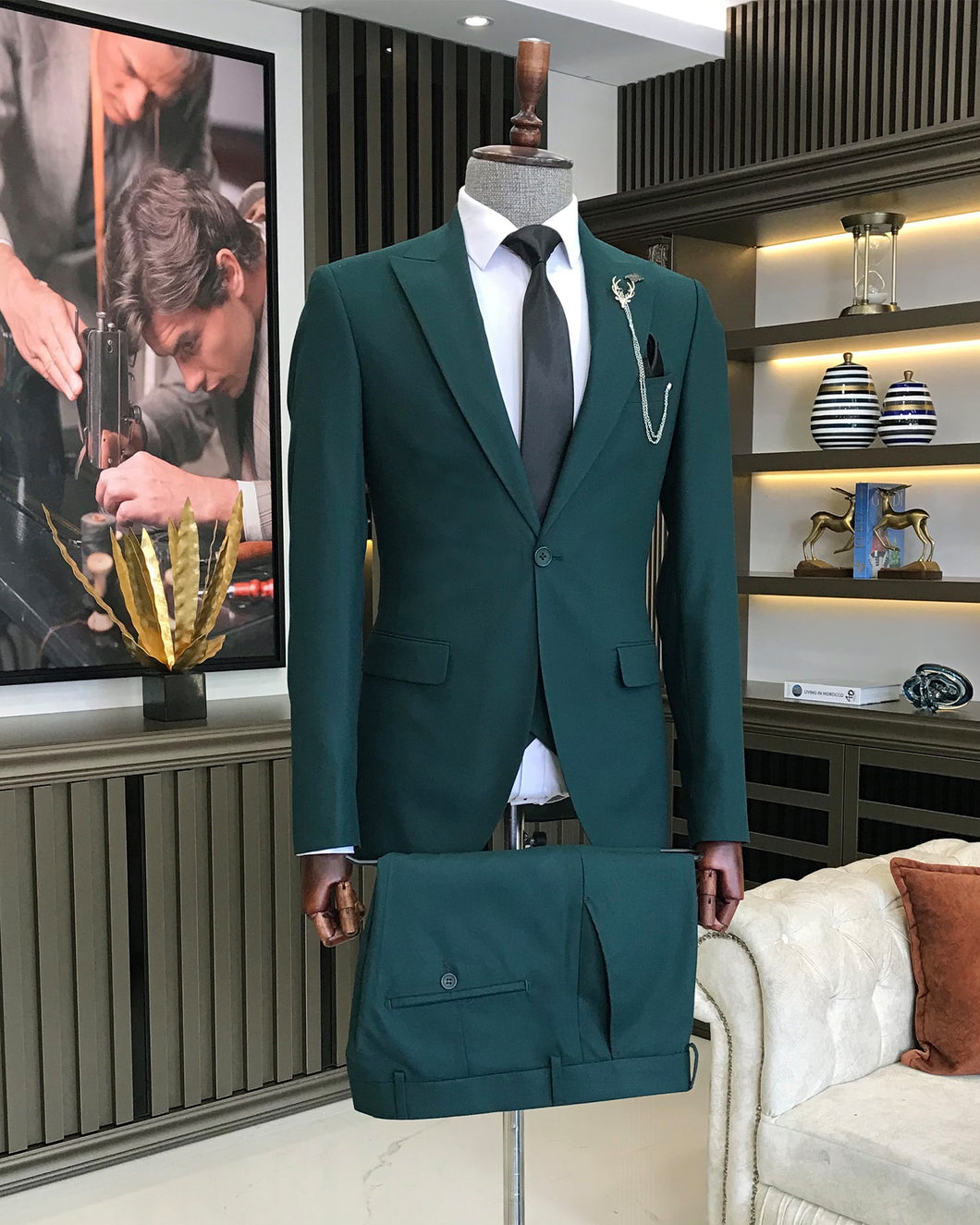 Benedict Slim Fit Solid Green Suit