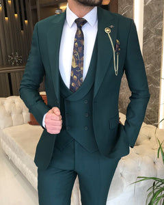 Benedict Slim Fit Solid Green Suit