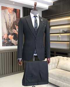 Alessandro Moreschi Slim Fit Solid Black Suit