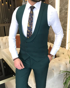 Bram Slim-Fit Solid Green Suit