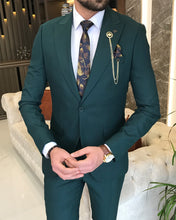 Cargar imagen en el visor de la galería, Bram Stoker Slim-Fit Solid Green Suit
