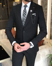 Load image into Gallery viewer, Benedict Slim-Fit Solid Black Suit
