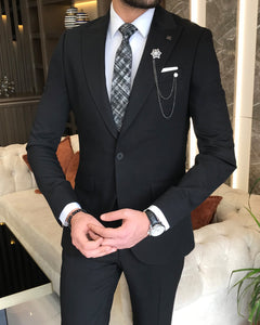 Benedict Slim-Fit Solid Black Suit