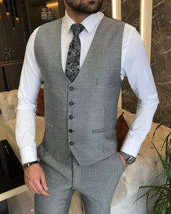 Bruce Slim Fit Solid Grey Suit