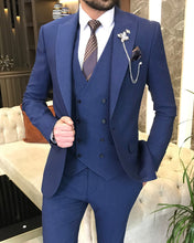 Charger l&#39;image dans la galerie, Bram Castle Blue Solid Slim Fit Suit
