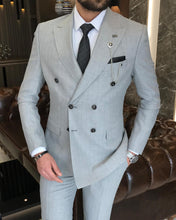 Load image into Gallery viewer, Jasper Slim-Fit Striped Double Breasted Gray Suit
