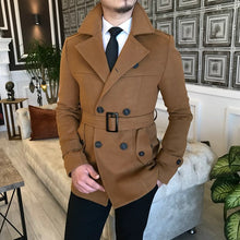 Load image into Gallery viewer, Madison Double-Breasted Slim Fit Brown Coat
