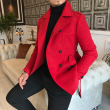Load image into Gallery viewer, Madison Double-Breasted Belted Slim Fit Red Coat

