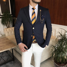 Load image into Gallery viewer, Amur Navy Blue Single Breasted Slim-Fit Blazer
