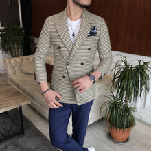 Charger l&#39;image dans la galerie, New Look Colorful Double Breasted Slim-Fit Striped Blazer
