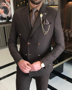 Jeremiah Slim-Fit Double Breasted Brown Suit