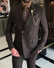 Load image into Gallery viewer, Jeremiah Slim-Fit Double Breasted Brown Suit
