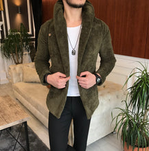 Load image into Gallery viewer, Solid Green Sherpa Fleece Cardigan
