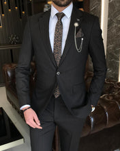 Load image into Gallery viewer, Desmond Slim-Fit Striped Brown Suit
