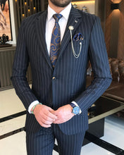 Cargar imagen en el visor de la galería, Fergus Slim-Fit Striped Dark Blue Suit
