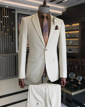 Load image into Gallery viewer, Donovan Slim-Fit Striped Beige Suit
