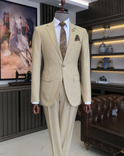 Load image into Gallery viewer, Benedict Slim-Fit Striped Camel Suit
