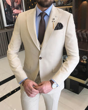 Load image into Gallery viewer, Vincent Slim-Fit Solid Beige Suit
