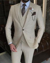 Load image into Gallery viewer, Beau Slim-Fit Solid Beige Suit
