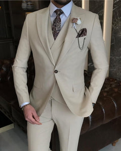 Beau Slim-Fit Solid Beige Suit