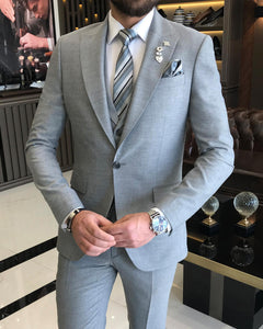 Vincent Slim-Fit Solid Gray Suit