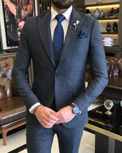 Load image into Gallery viewer, Vincent Slim-Fit Solid Dark Blue Suit
