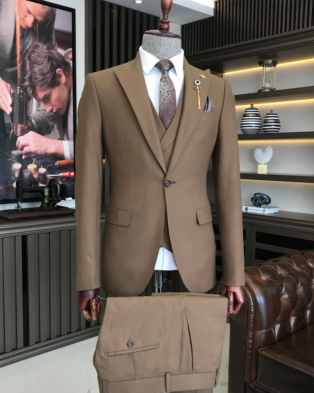 Desmond Slim-Fit Solid Camel Suit