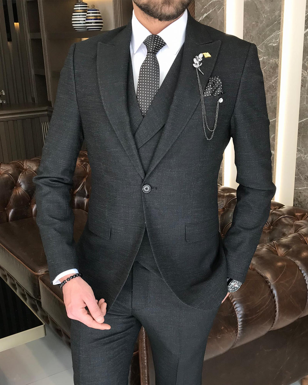 Joseph Slim-Fit Solid Black Suit