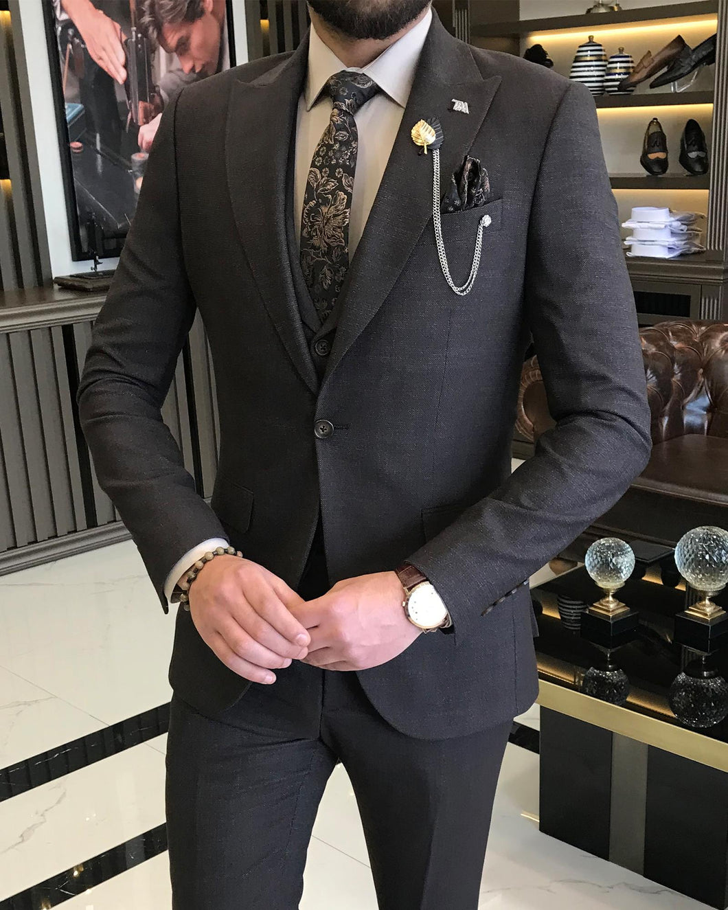 Vincent Slim-Fit Solid Anthracite Suit