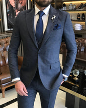 Load image into Gallery viewer, Vincent Slim-Fit Solid Dark Blue Suit
