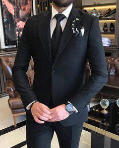 Frederick Slim-Fit Solid Black Suit