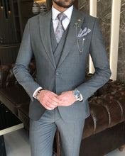 Load image into Gallery viewer, Beau Slim-Fit Solid Gray Suit
