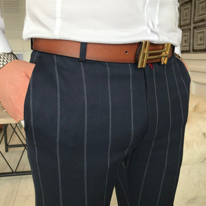 Jake Navy Blue Slim-Fit Pants